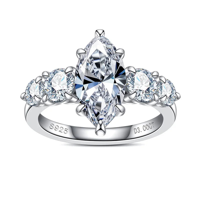 Anel Siena Moissanite - Ouro Branco 18k