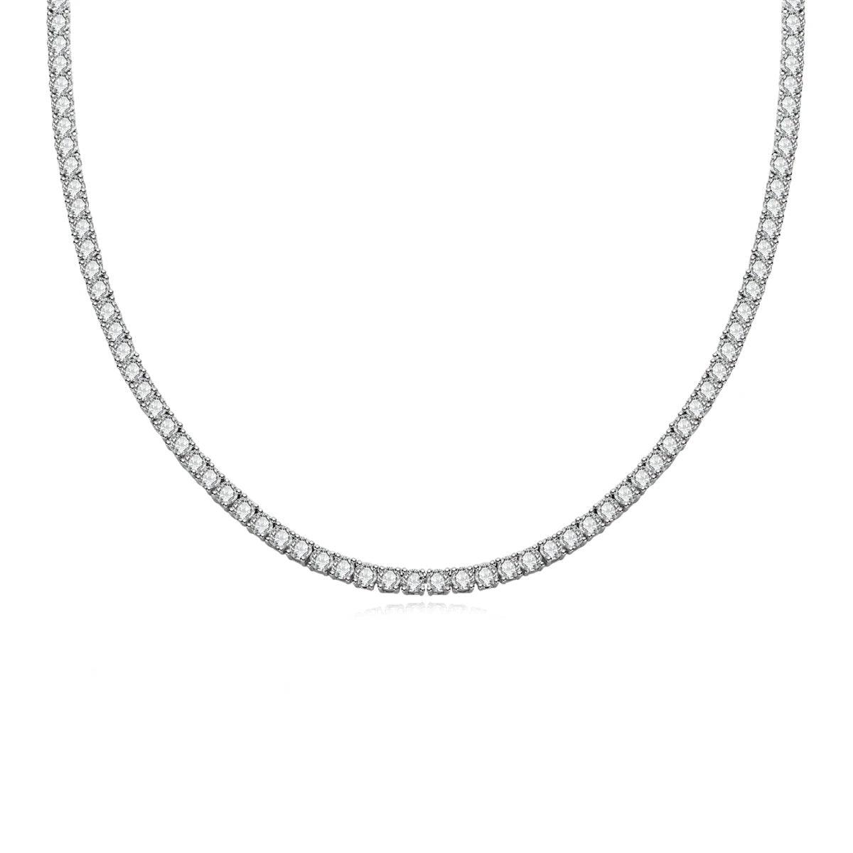Colar Riviera com Moissanites – Ouro Branco 18k