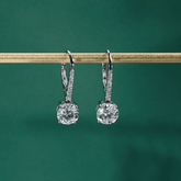 Brinco Gota Brilhante com Moissanite – Ouro Branco 18k