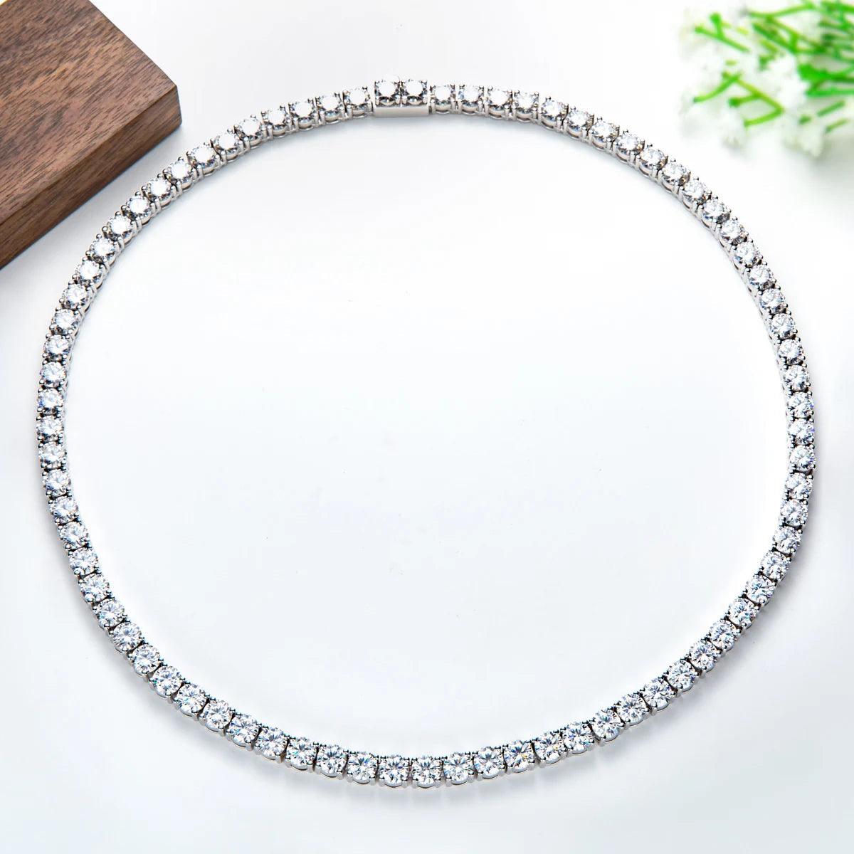 Colar Riviera com Moissanites – Ouro Branco 18k