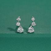 Brinco Trio com Moissanites – Ouro Branco 18k