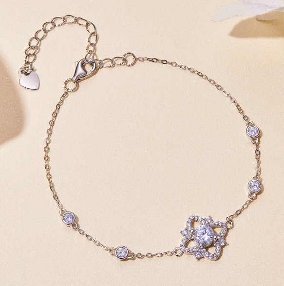 Pulseira Flor do Jardim com Moissanites – Prata 925