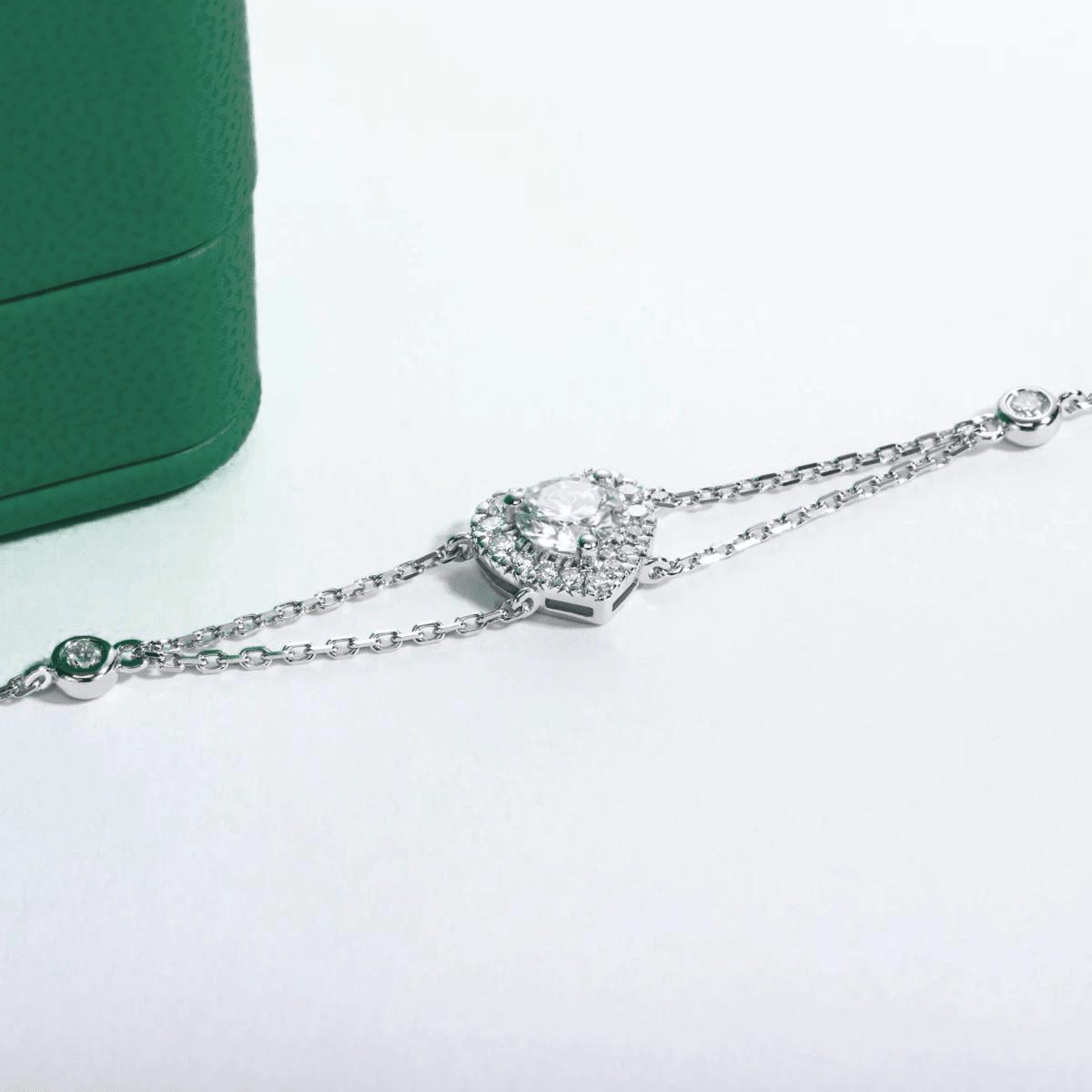 Pulseira Love com Moissanite – Ouro Branco 18k