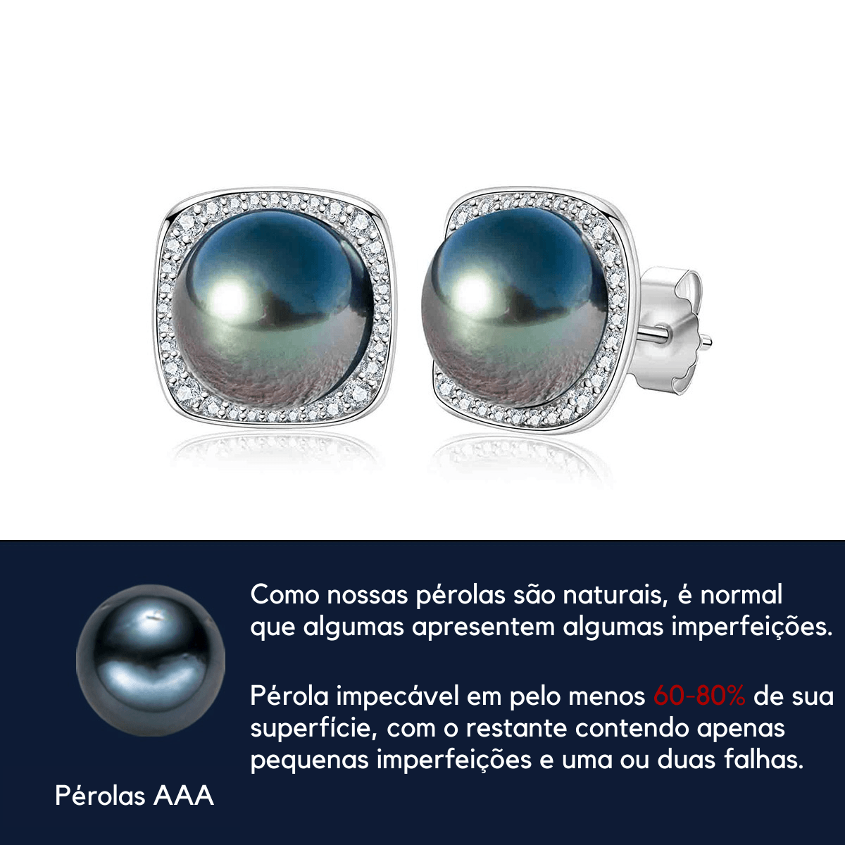 Brinco Pérola Radiante com Moissanite – Ouro Branco 18k