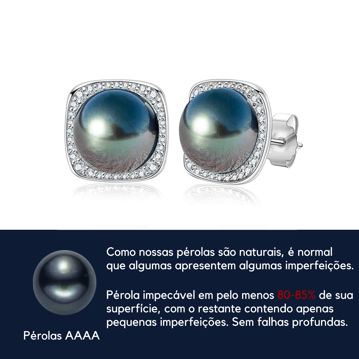 Brinco Pérola Radiante com Moissanite – Ouro Branco 18k