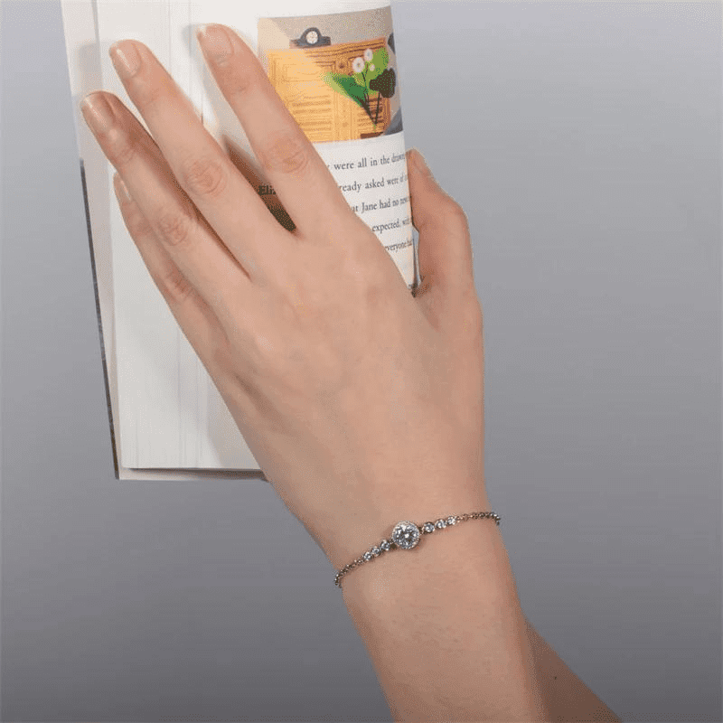 Pulseira de Moissanite Pedra Central Brilhante - Prata 925