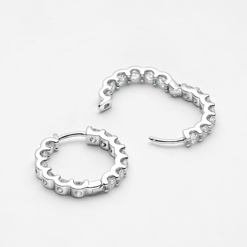 Brinco Argola Feminino com Moissanite Cravejada Corte Brilhante