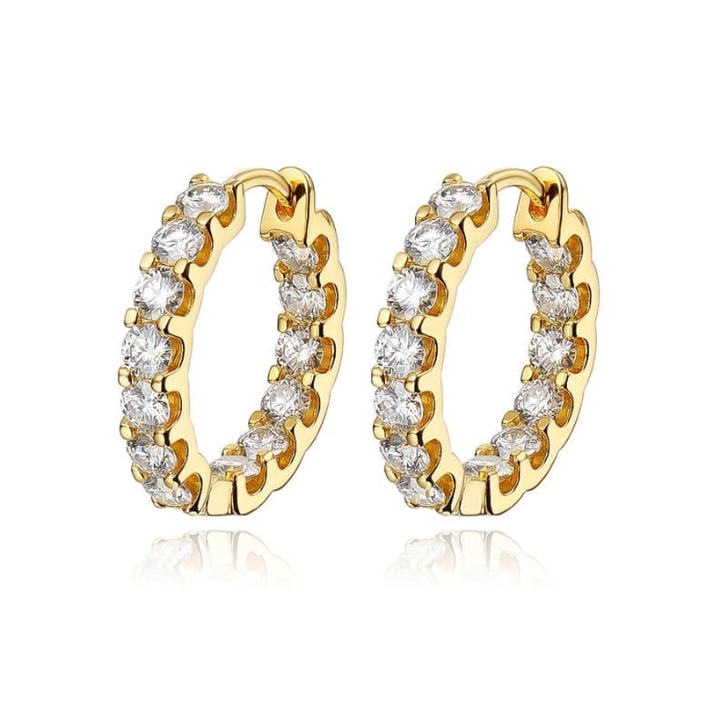Brinco Argola Feminino com Moissanite Cravejada Corte Brilhante
