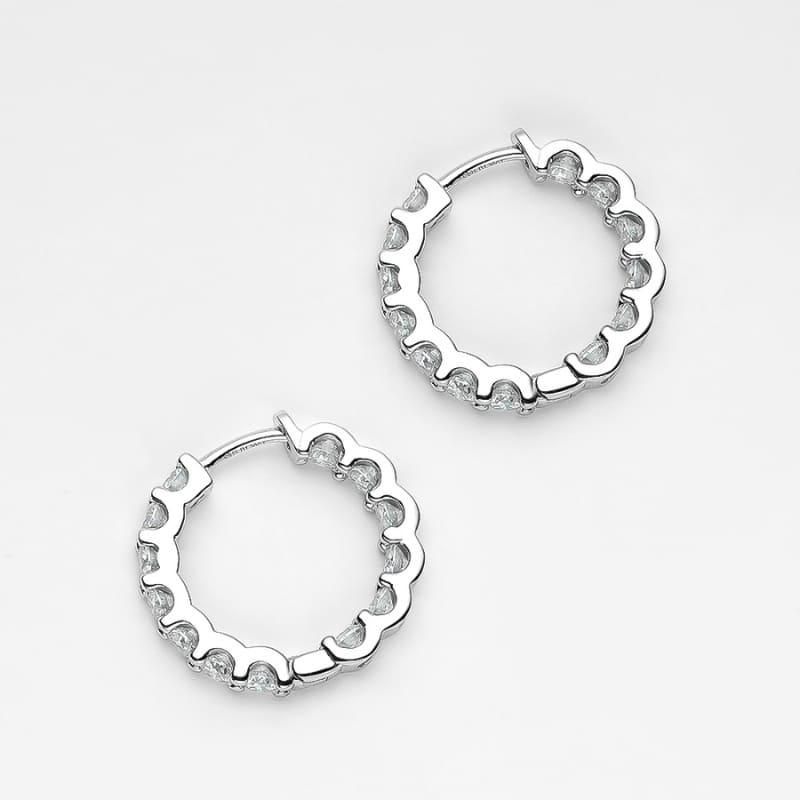 Brinco Argola Feminino com Moissanite Cravejada Corte Brilhante