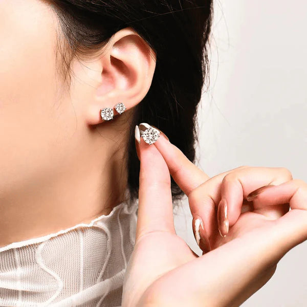 Brinco Solitário 4 Garras com Moissanite – Prata 925