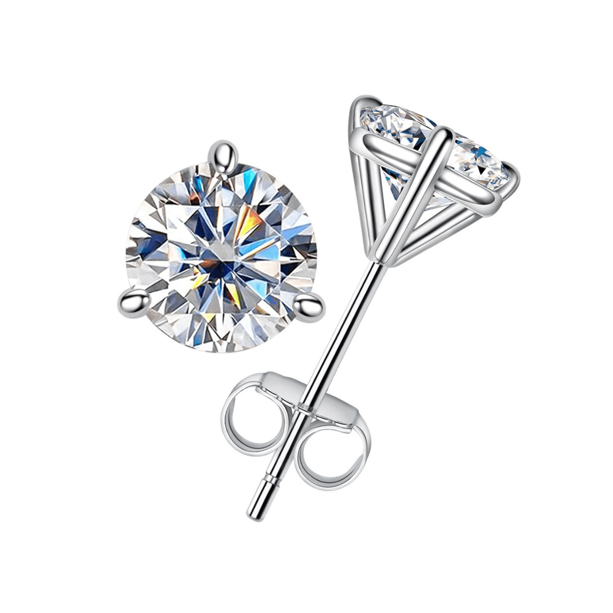 Brinco Solitário 3 Garras com Moissanite – Prata 925
