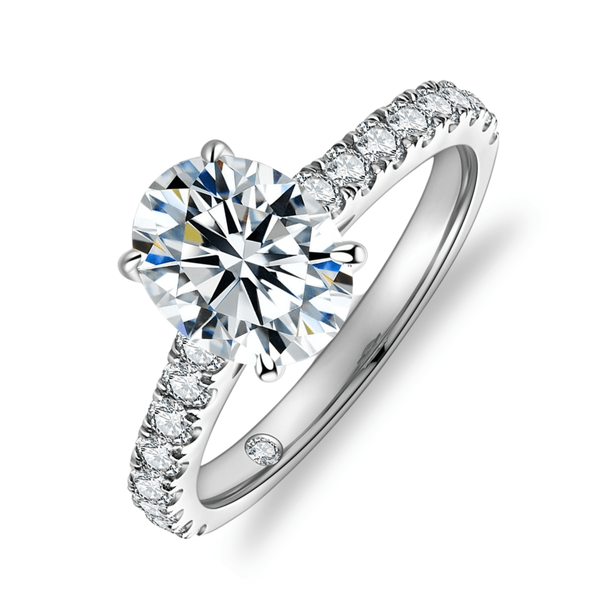 Anel Solitário Oval com Moissanite – Prata 925