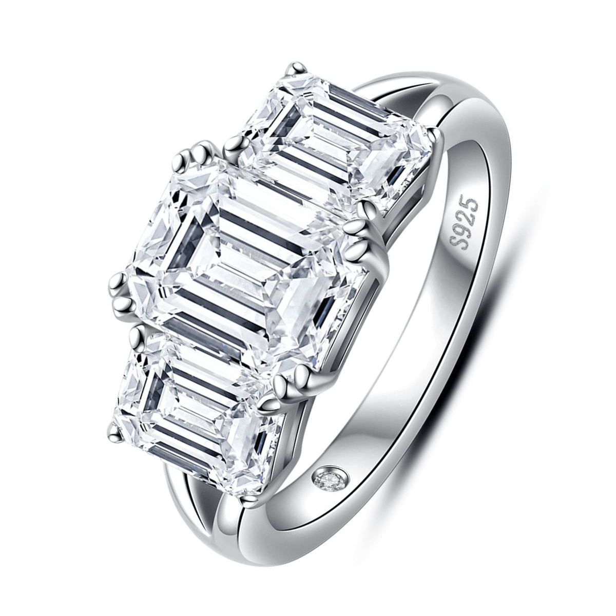Anel Trinity com Esmeralda Moissanite – Prata 925