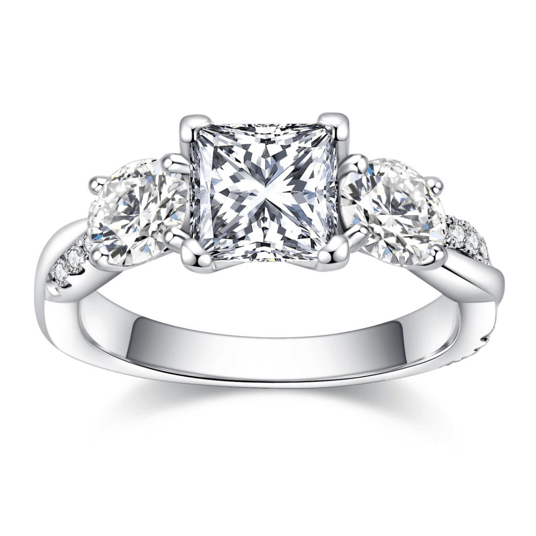 Anel Laço de Luz com Moissanite - Ouro Branco 18k
