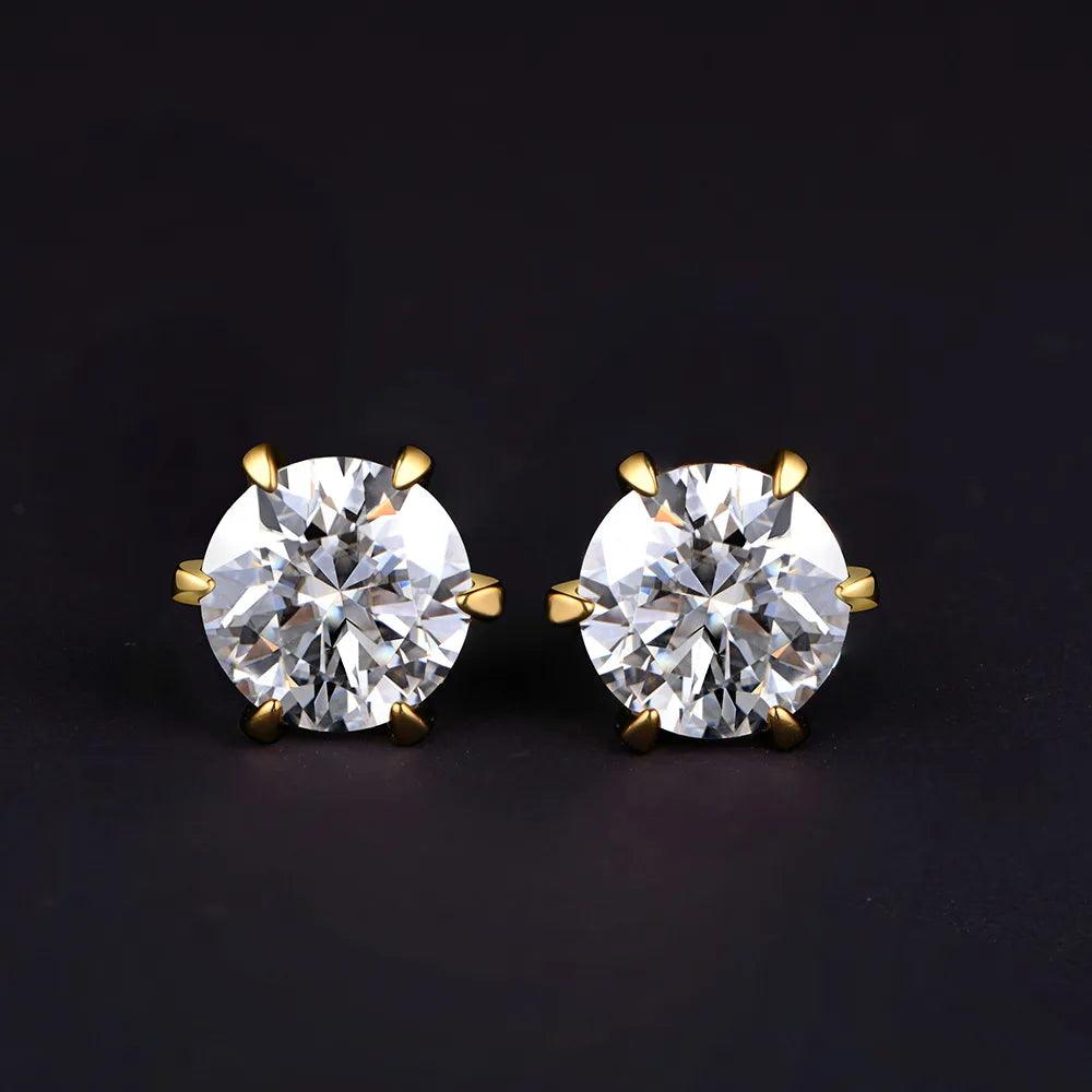 Brinco Ponto Brilhante com Moissanite – Ouro 18k