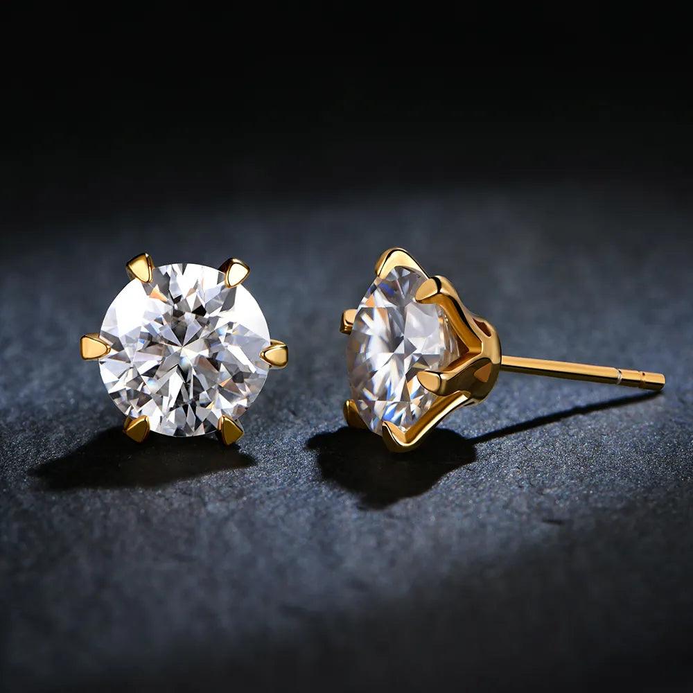 Brinco Ponto Brilhante com Moissanite – Ouro 18k