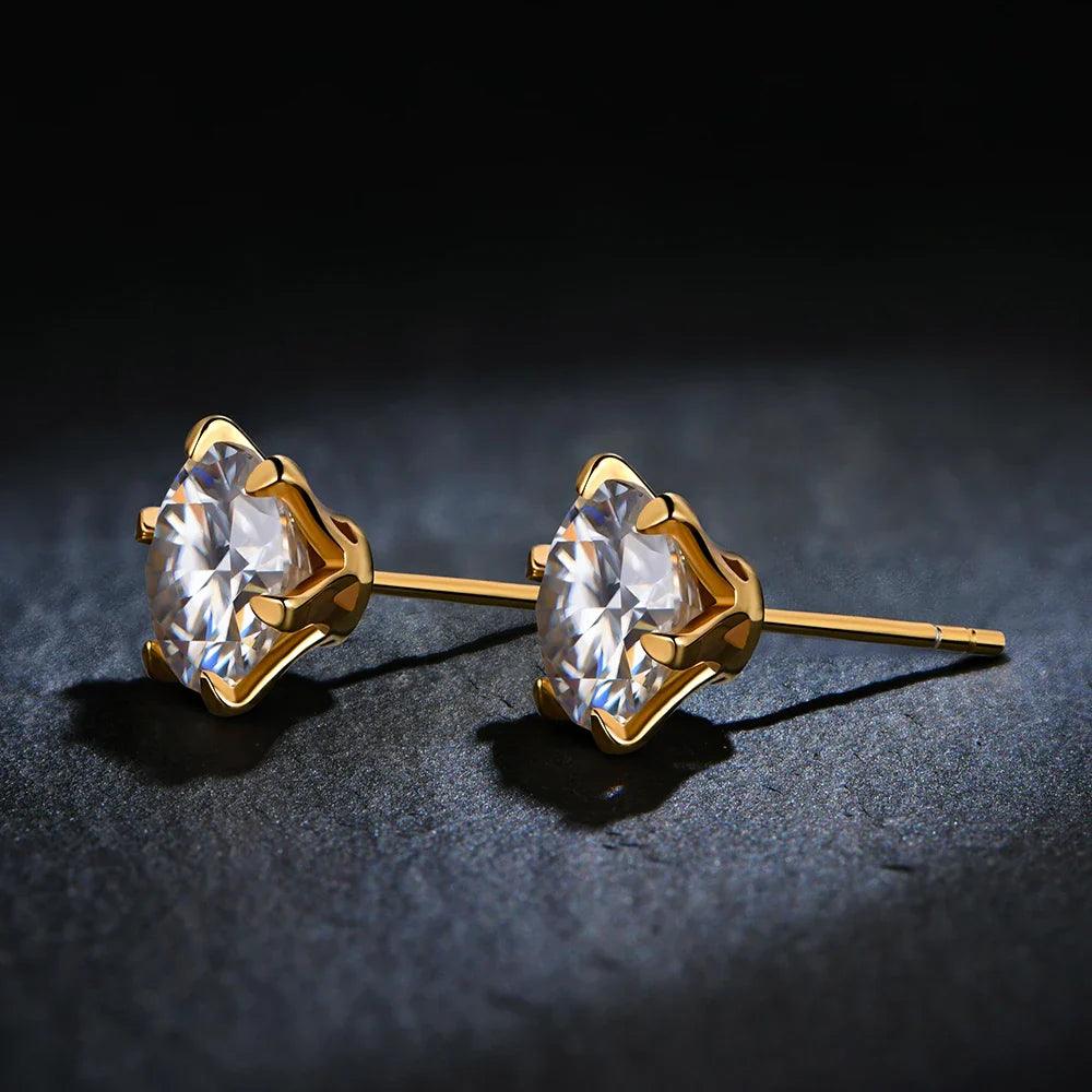 Brinco Ponto Brilhante com Moissanite – Ouro 18k
