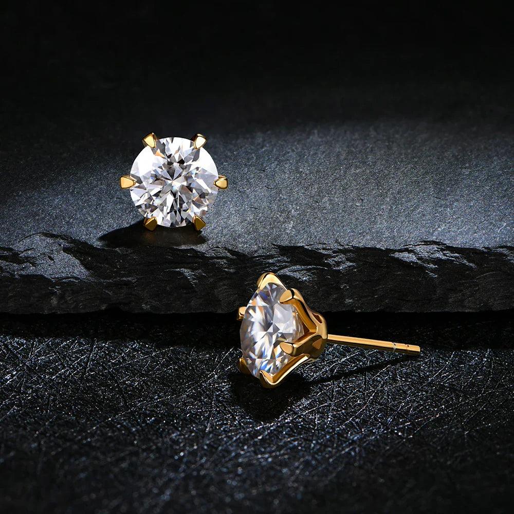 Brinco Ponto Brilhante com Moissanite – Ouro 18k