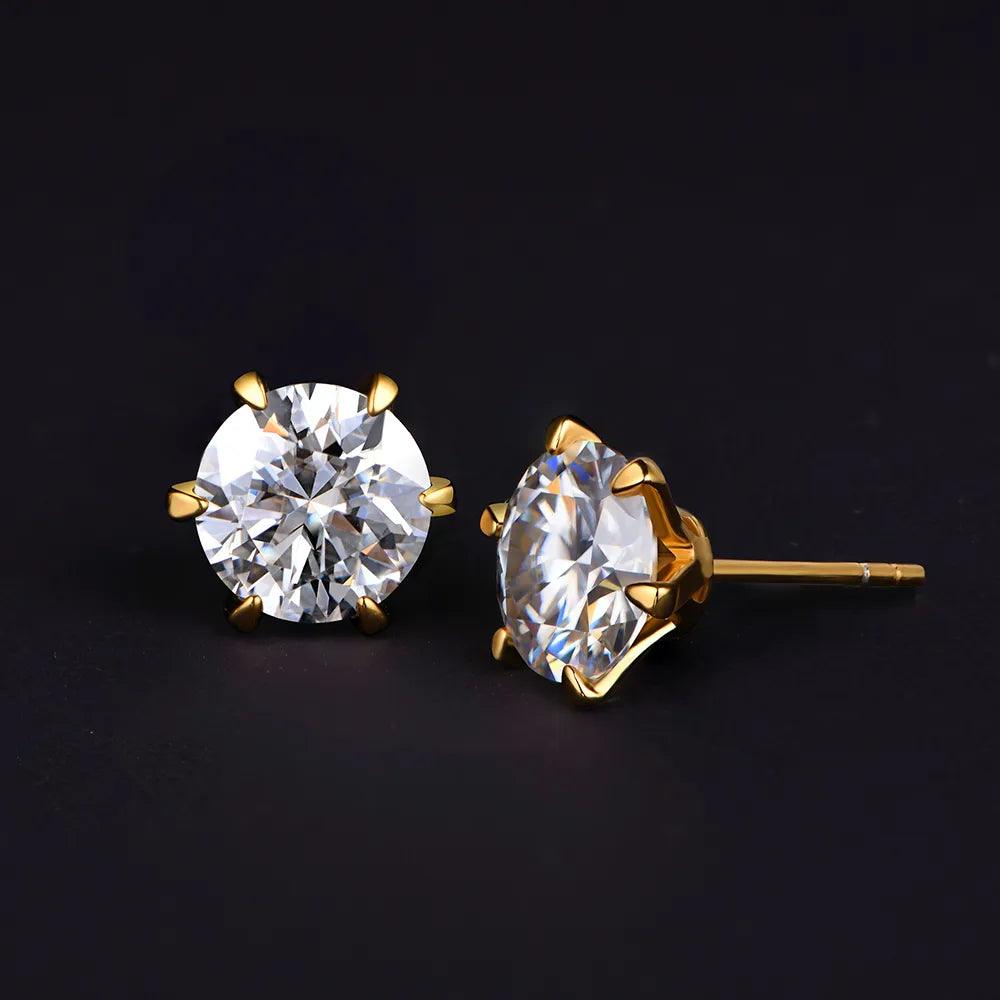Brinco Ponto Brilhante com Moissanite – Ouro 18k
