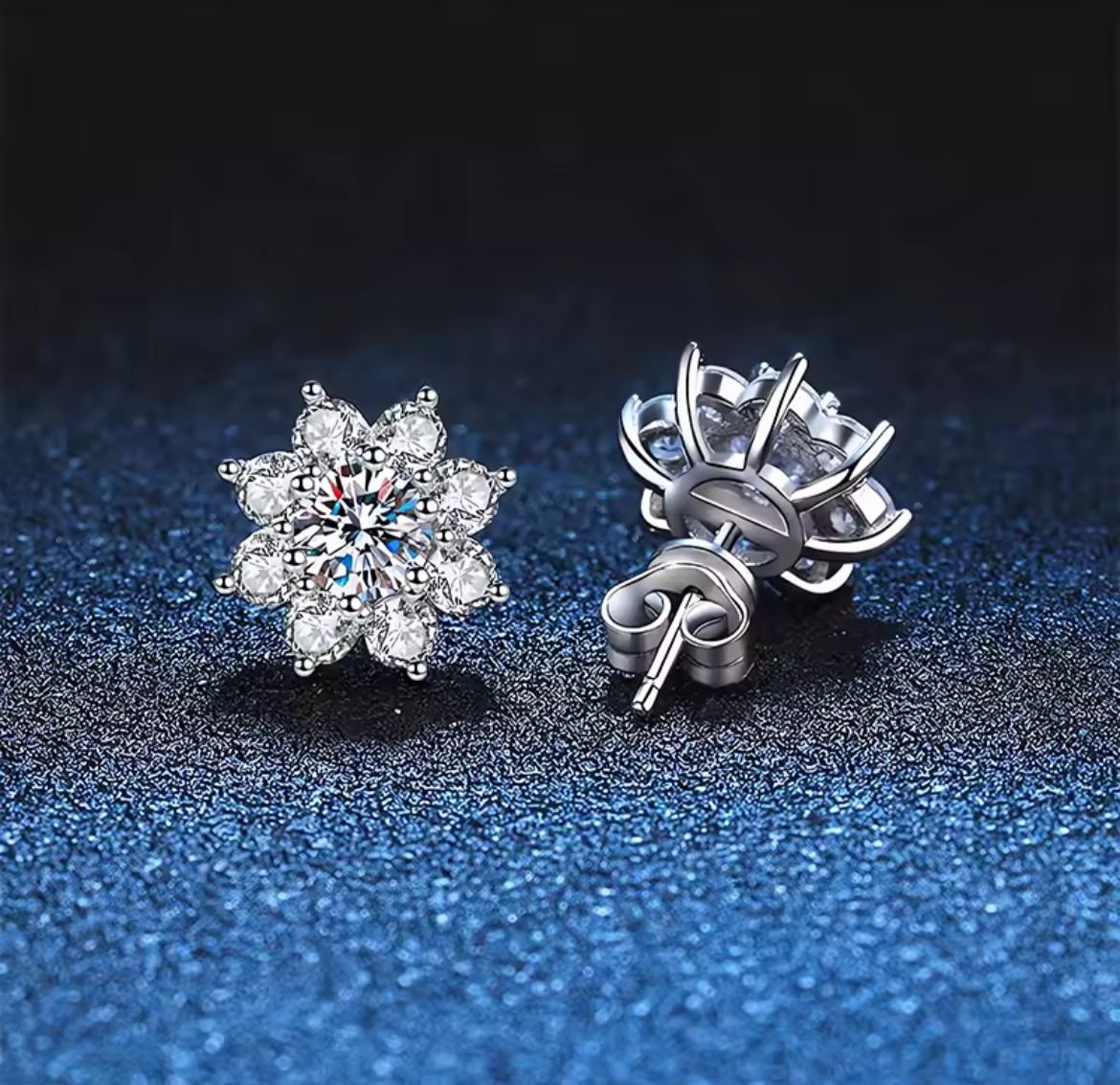 Brinco Flor de Jasmim com Moissanite – Prata 925