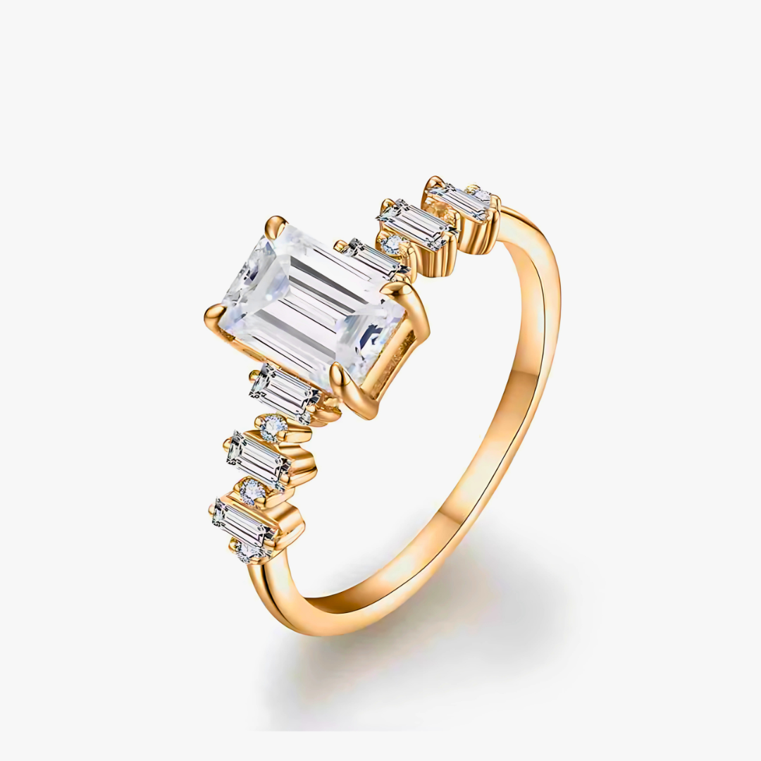 Anel Eloria com Moissanite – Ouro 10k