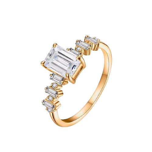 Anel Eloria com Moissanite – Ouro 10k