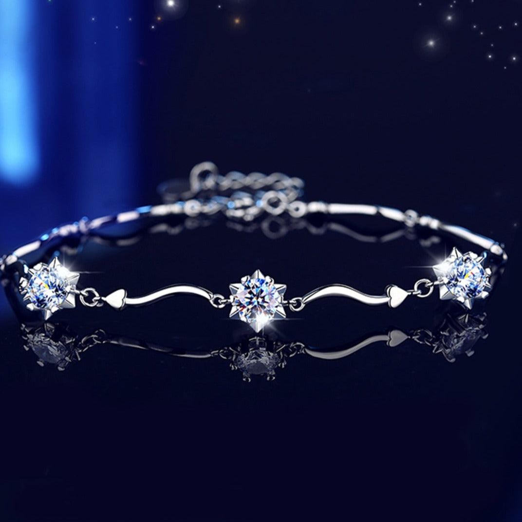 Pulseira Flor do Amor com Moissanites – Ouro Branco 14k