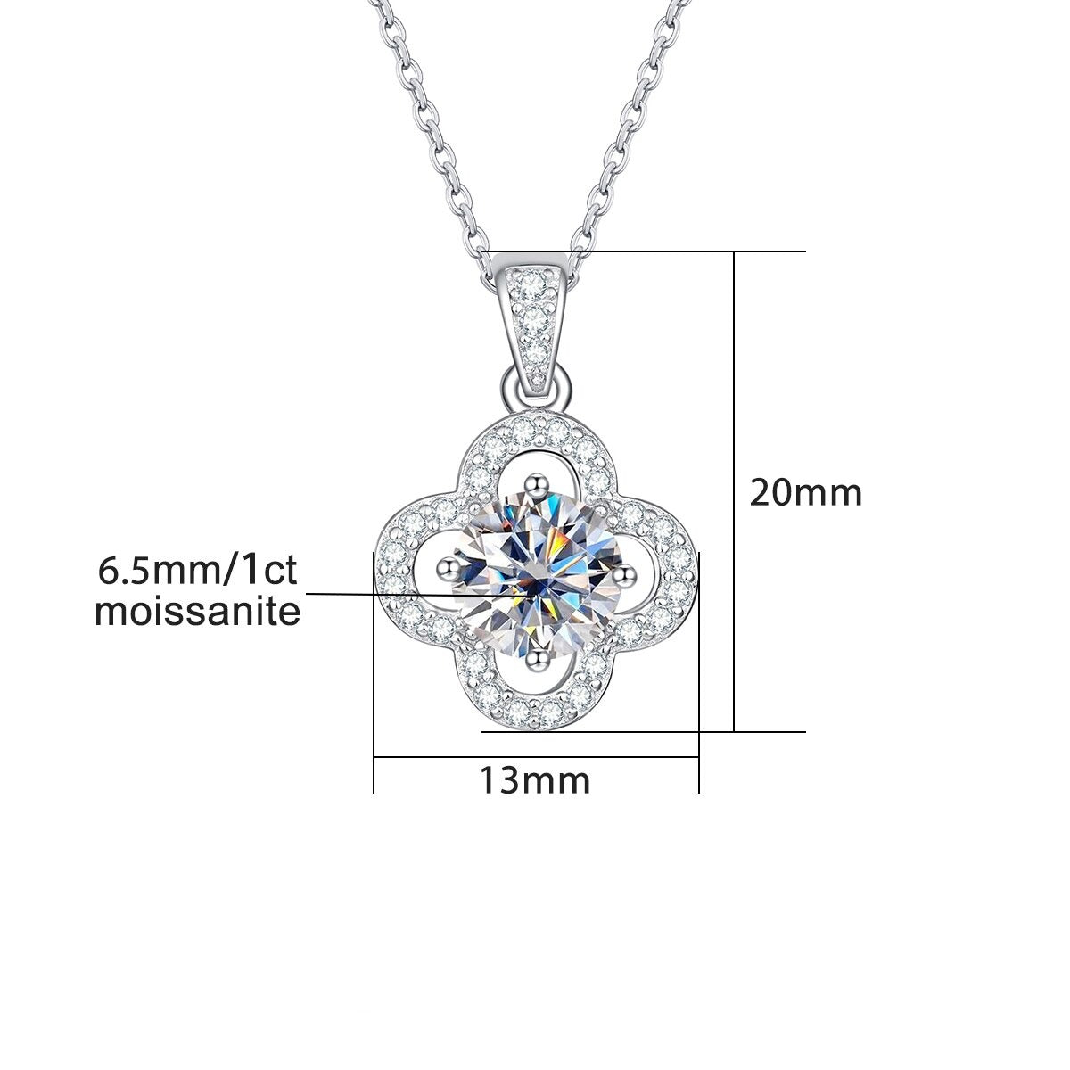 Colar Flower com Moissanite – Ouro Branco 18k