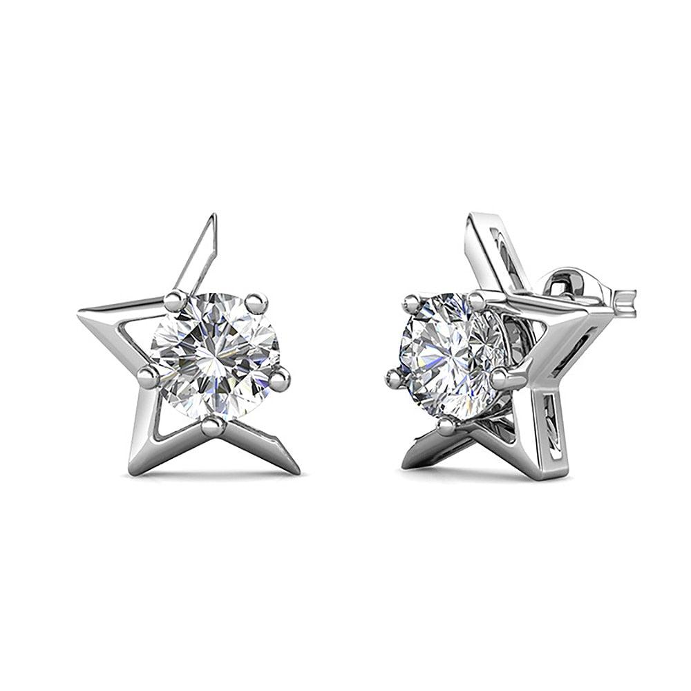 Brinco Meia Estrela com Moissanite – Prata 925