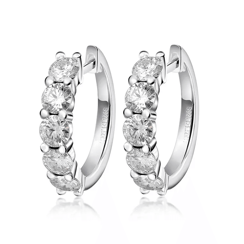 Brinco Quinteto com Moissanite – Ouro 18k