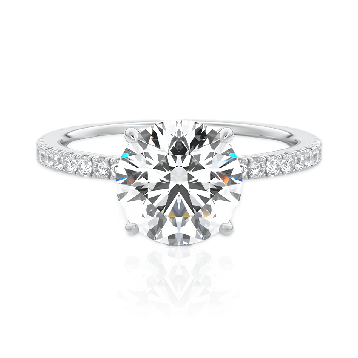 Anel Solitário Coroa de Luz com Moissanite – Ouro Branco 18k