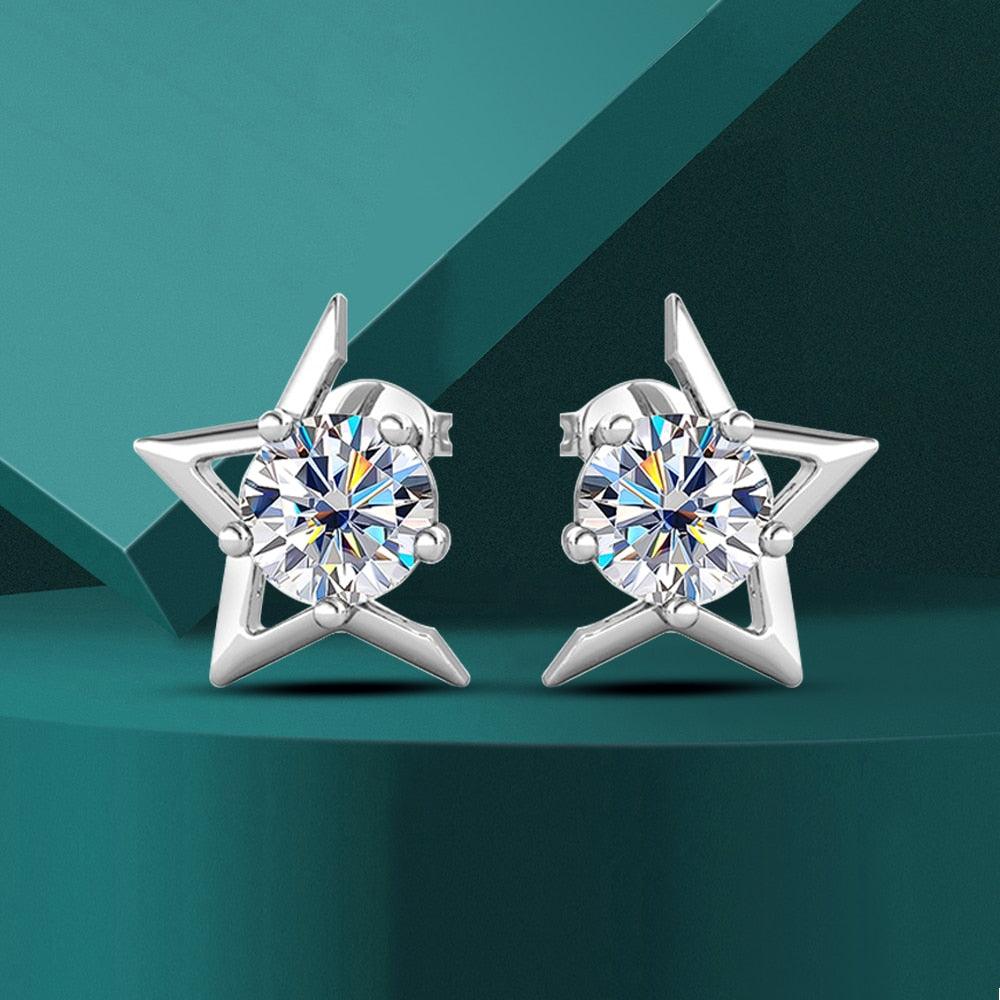 Brinco Meia Estrela com Moissanite – Prata 925