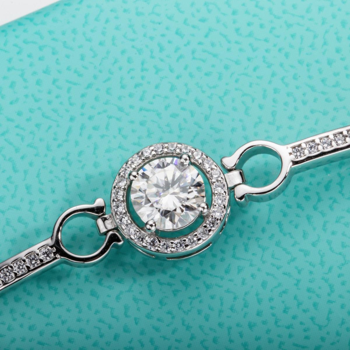 Pulseira Coroa Brilhante com Moissanites – Ouro Branco 18k