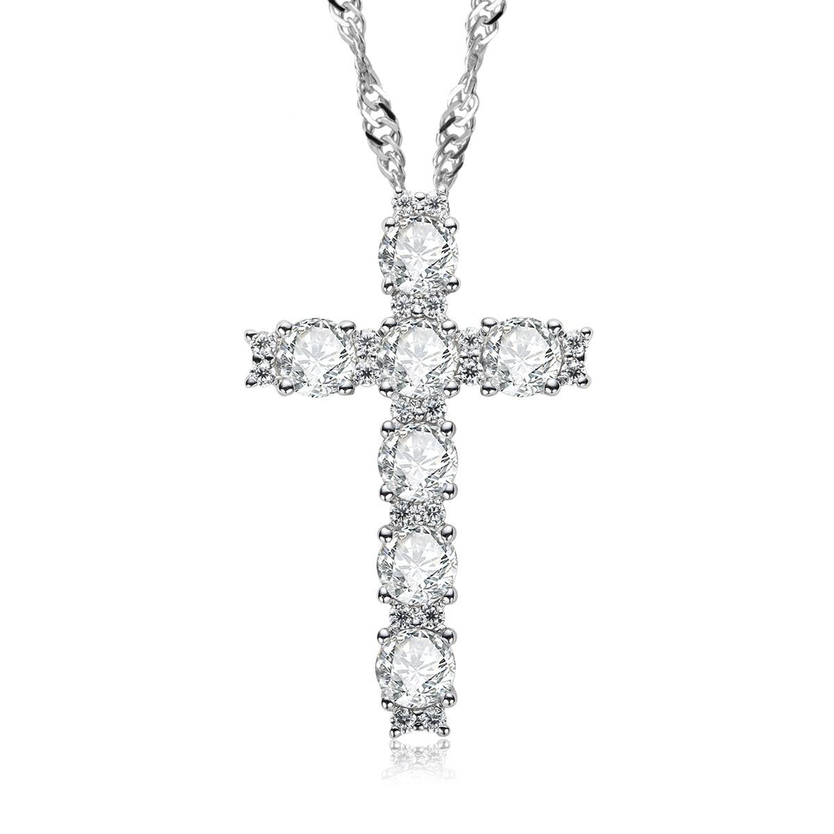 Colar Cruz com Moissanite – Prata 925