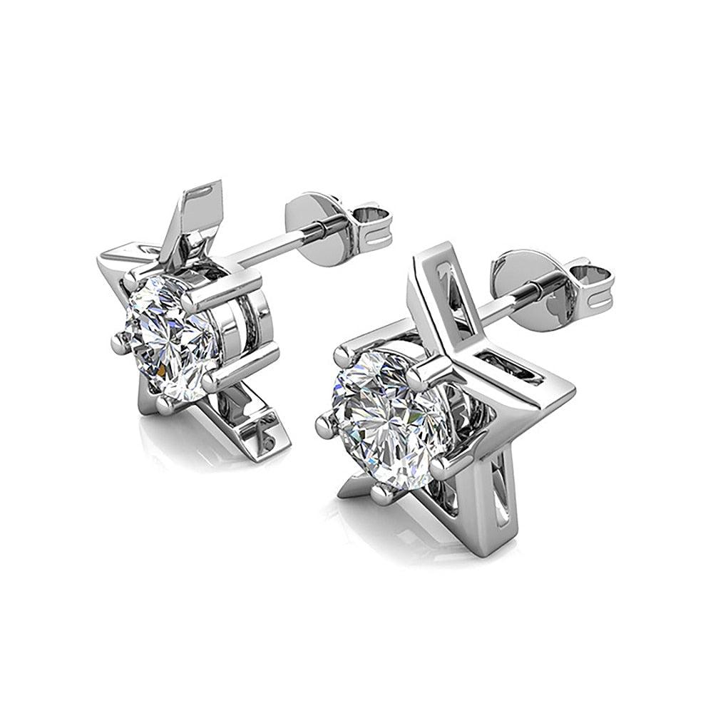 Brinco Meia Estrela com Moissanite – Prata 925