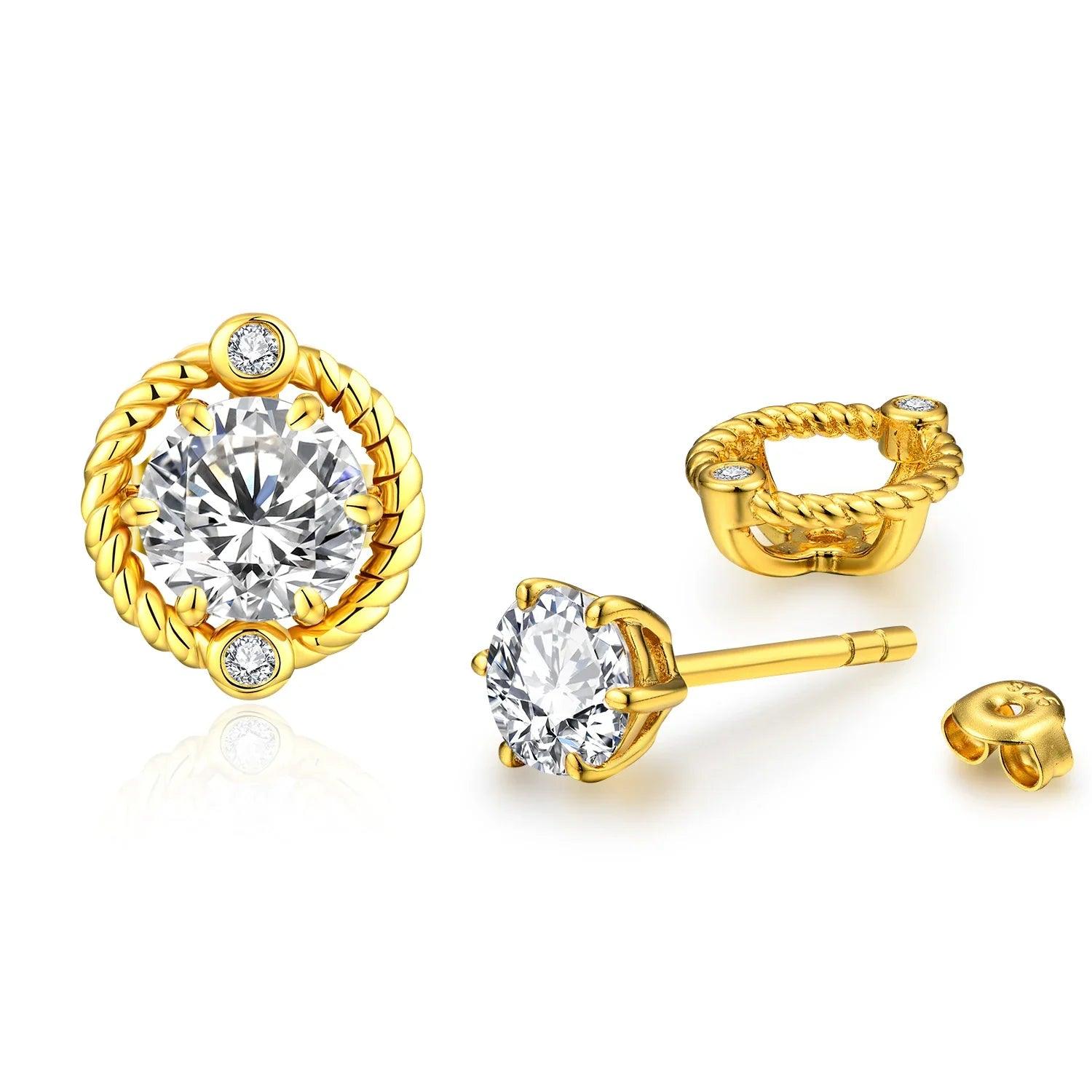 Brinco Espiral com Moissanite – Ouro 18k
