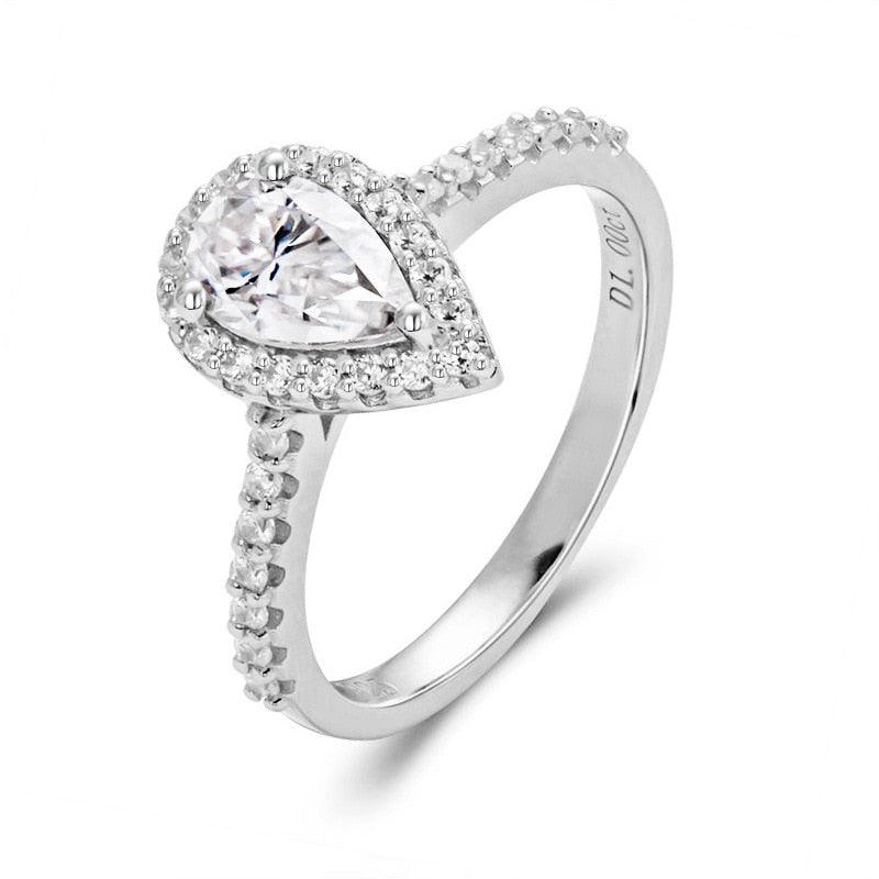 Anel Gota com Moissanite Cravejado – Ouro Branco 18k