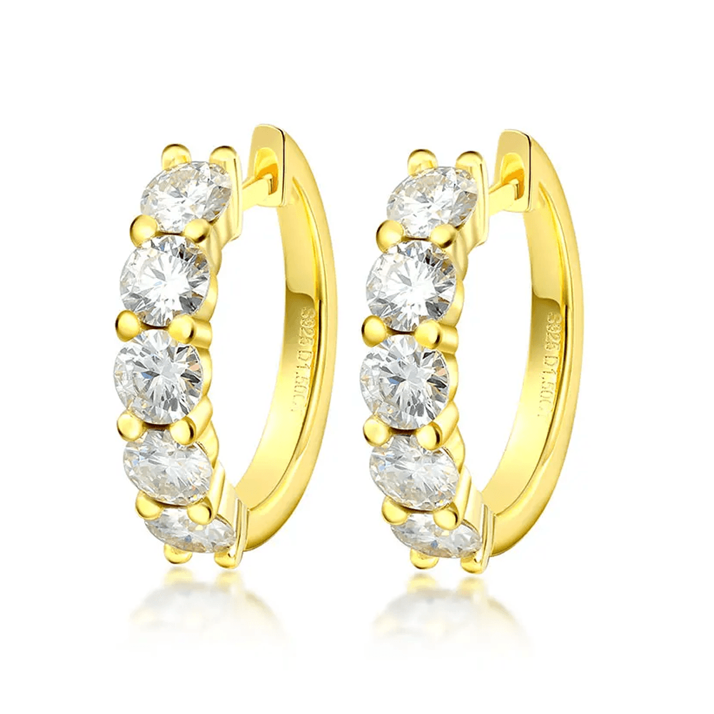 Brinco Quinteto com Moissanite – Ouro 18k