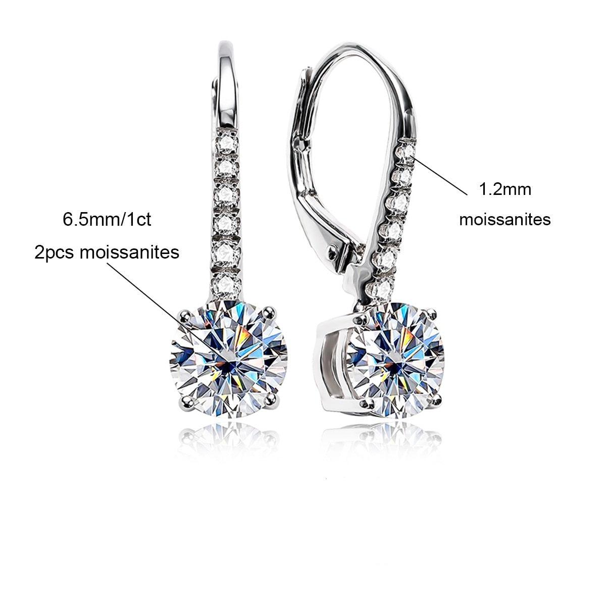 Brinco Gota Brilhante com Moissanite – Ouro Branco 18k