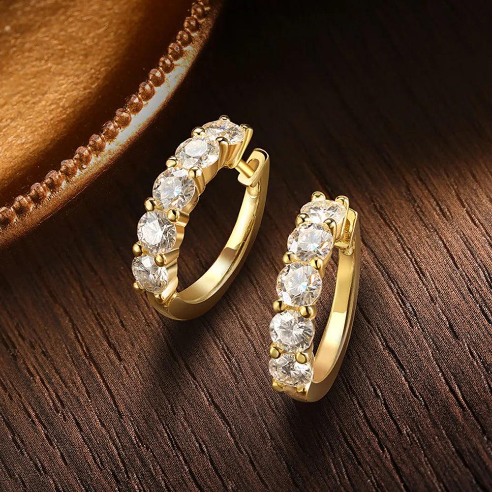 Brinco Quinteto com Moissanite – Ouro 18k