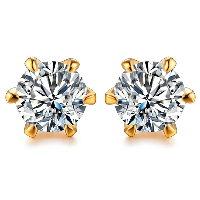 Brinco Ponto Brilhante com Moissanite – Ouro 18k