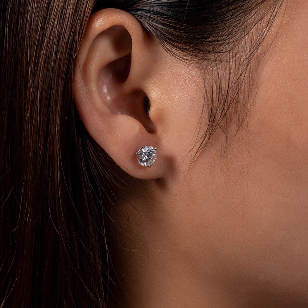 Brinco Solitário 3 Garras com Moissanite – Prata 925