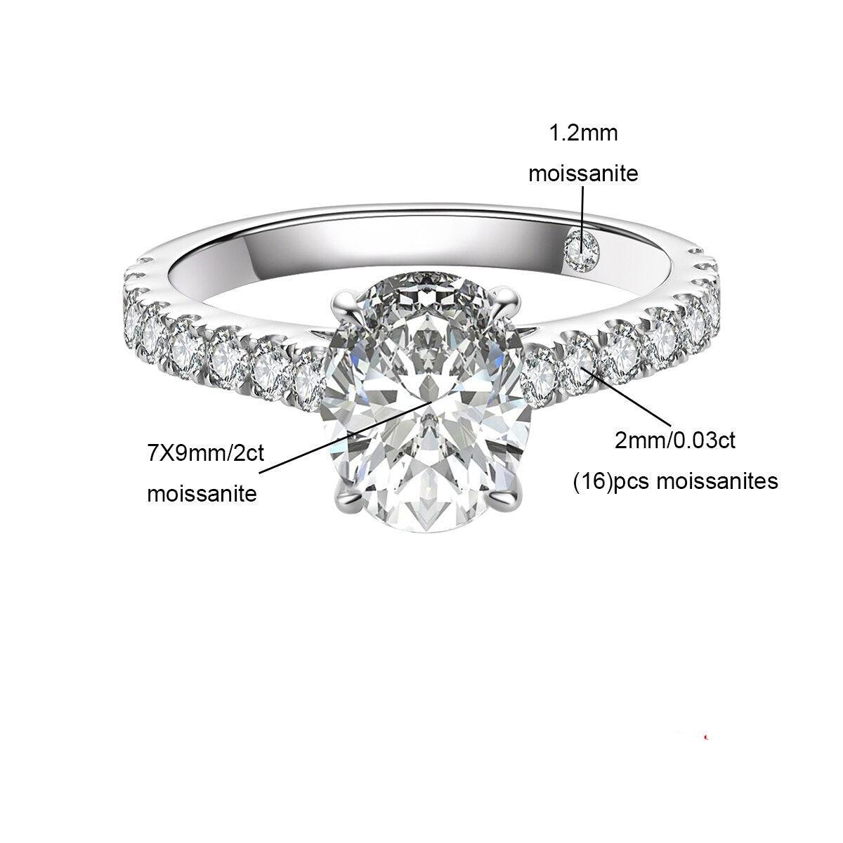 Anel Solitário Oval com Moissanite – Prata 925