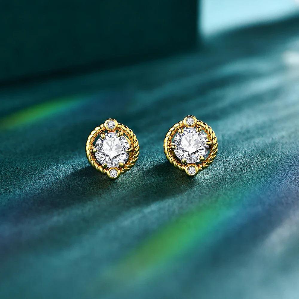 Brinco Espiral com Moissanite – Ouro 18k