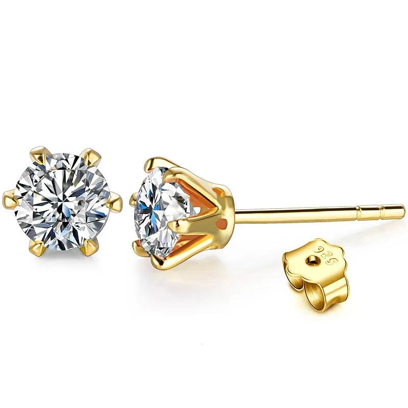 Brinco Ponto Brilhante com Moissanite – Ouro 18k