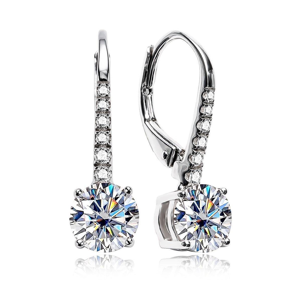 Brinco Gota Brilhante com Moissanite – Ouro Branco 18k