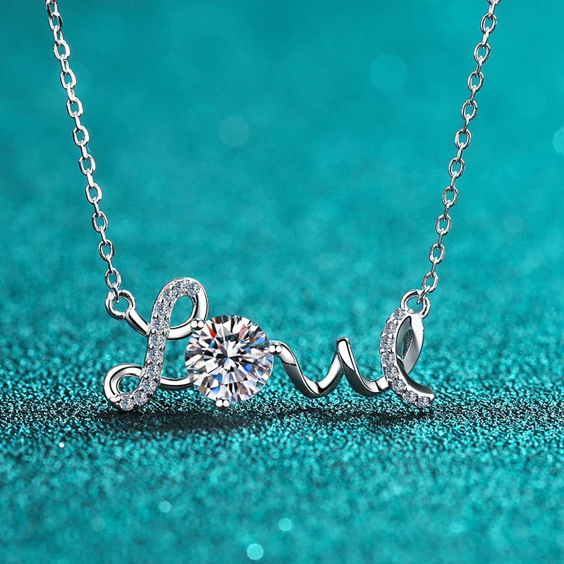 Colar Love com Pedra Moissanite – Prata 925