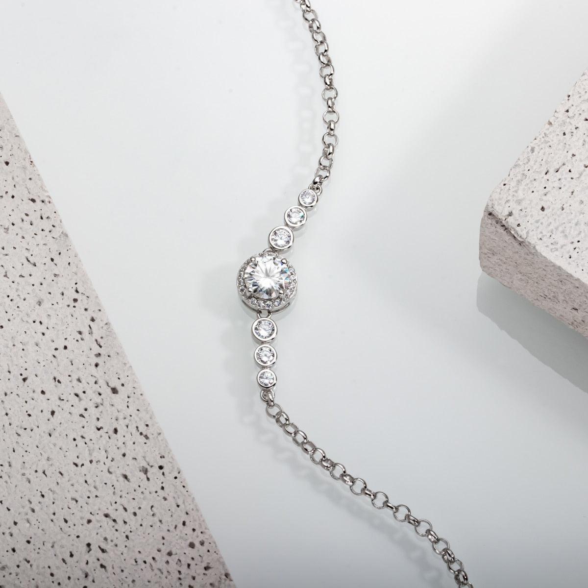 Pulseira 7 Brilhos com Moissanites – Ouro Branco 18k