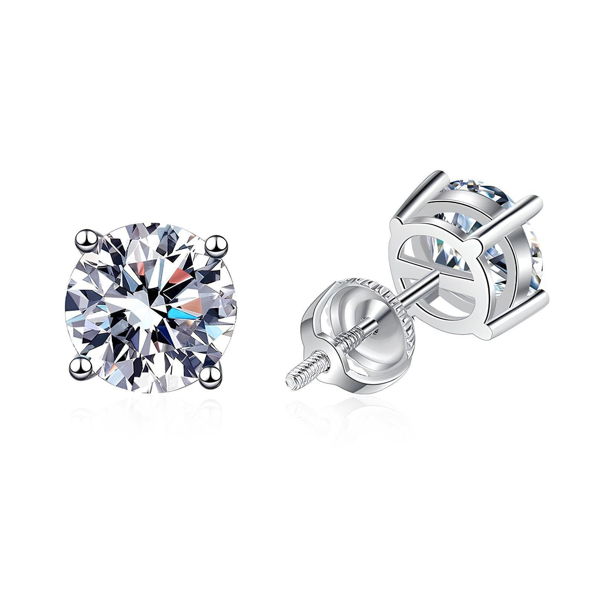 Brinco Solitário 4 Garras com Moissanite – Prata 925