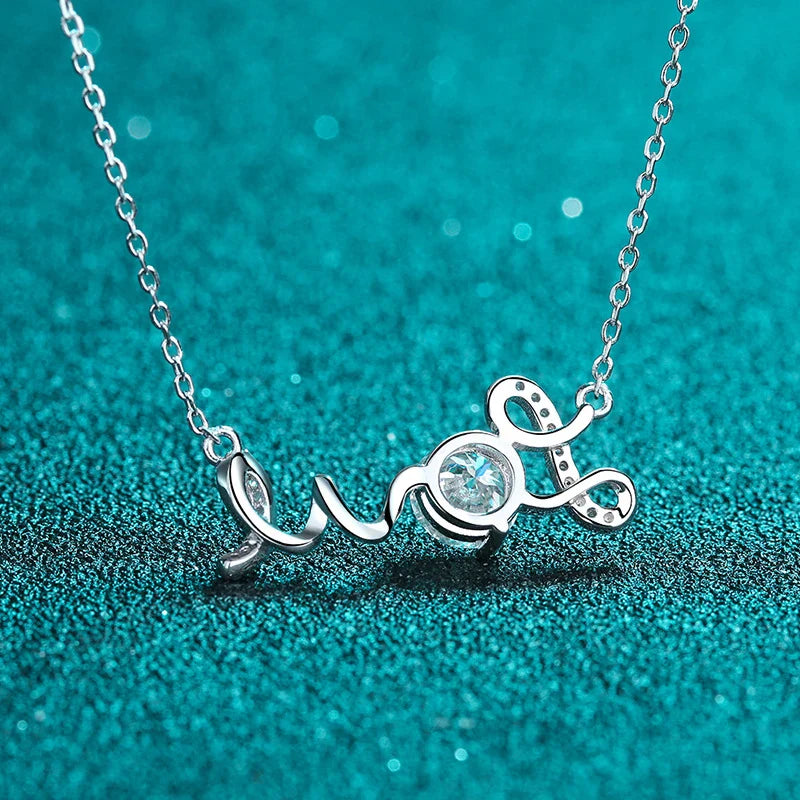 Colar Love com Pedra Moissanite – Prata 925